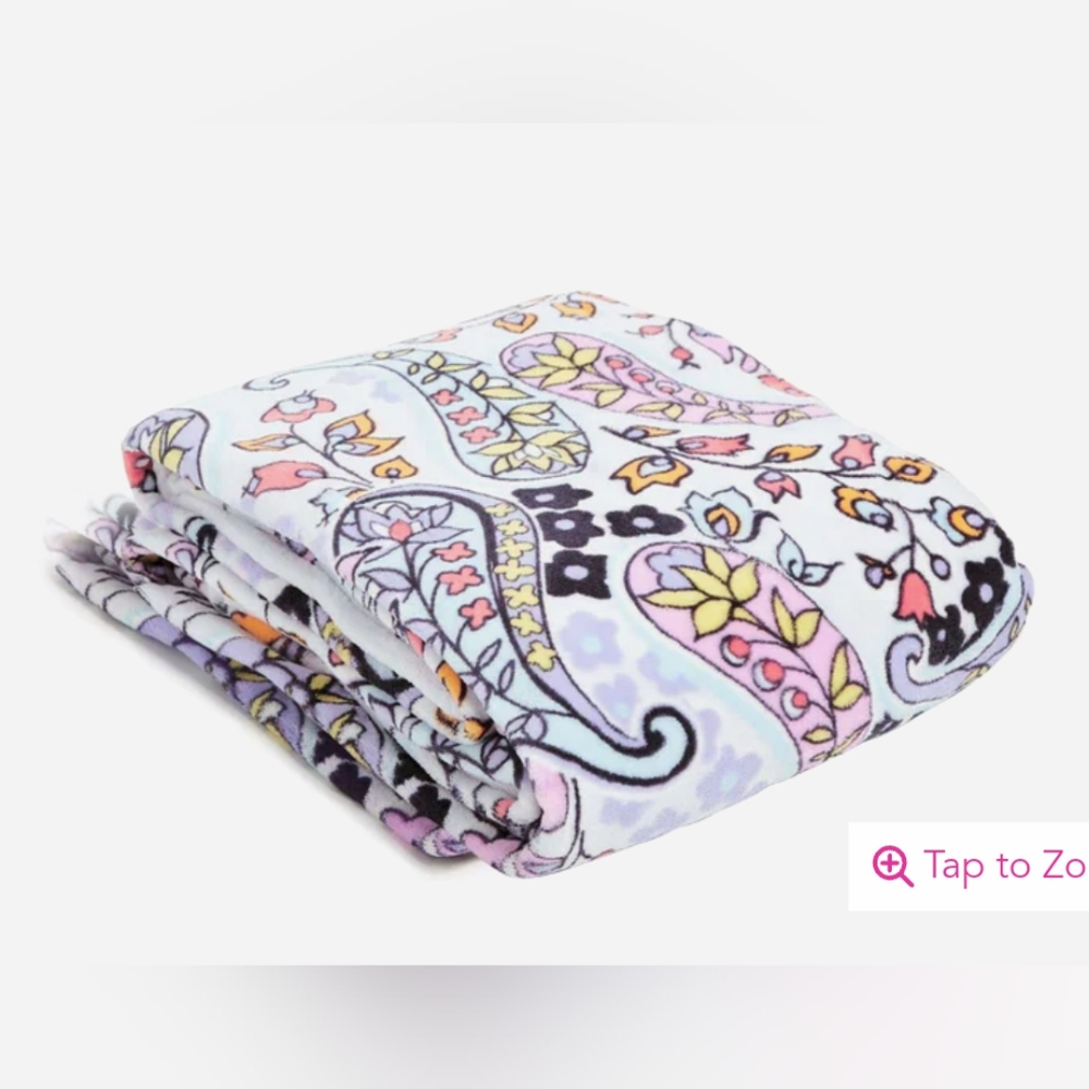 NWT Vera Bradley Oversized 80" x 50" Throw Blanket Maddalena Paisley Purple Pink